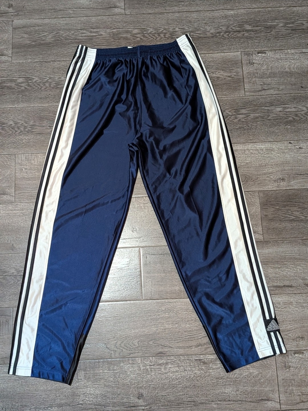 Vtg 90s Adidas Breakaway Snap Track Pants Mens XL Navy Blue Tear Away 3-Stripe